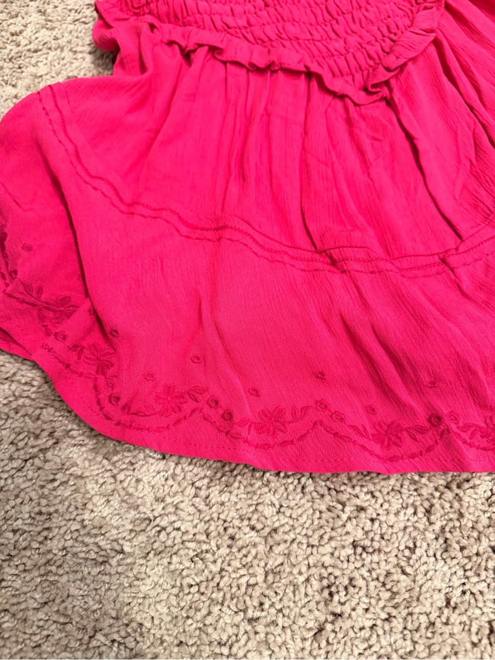 No Boundaries Hot Pink Smocked Ruffle Mini Dress - Picture 5 of 8